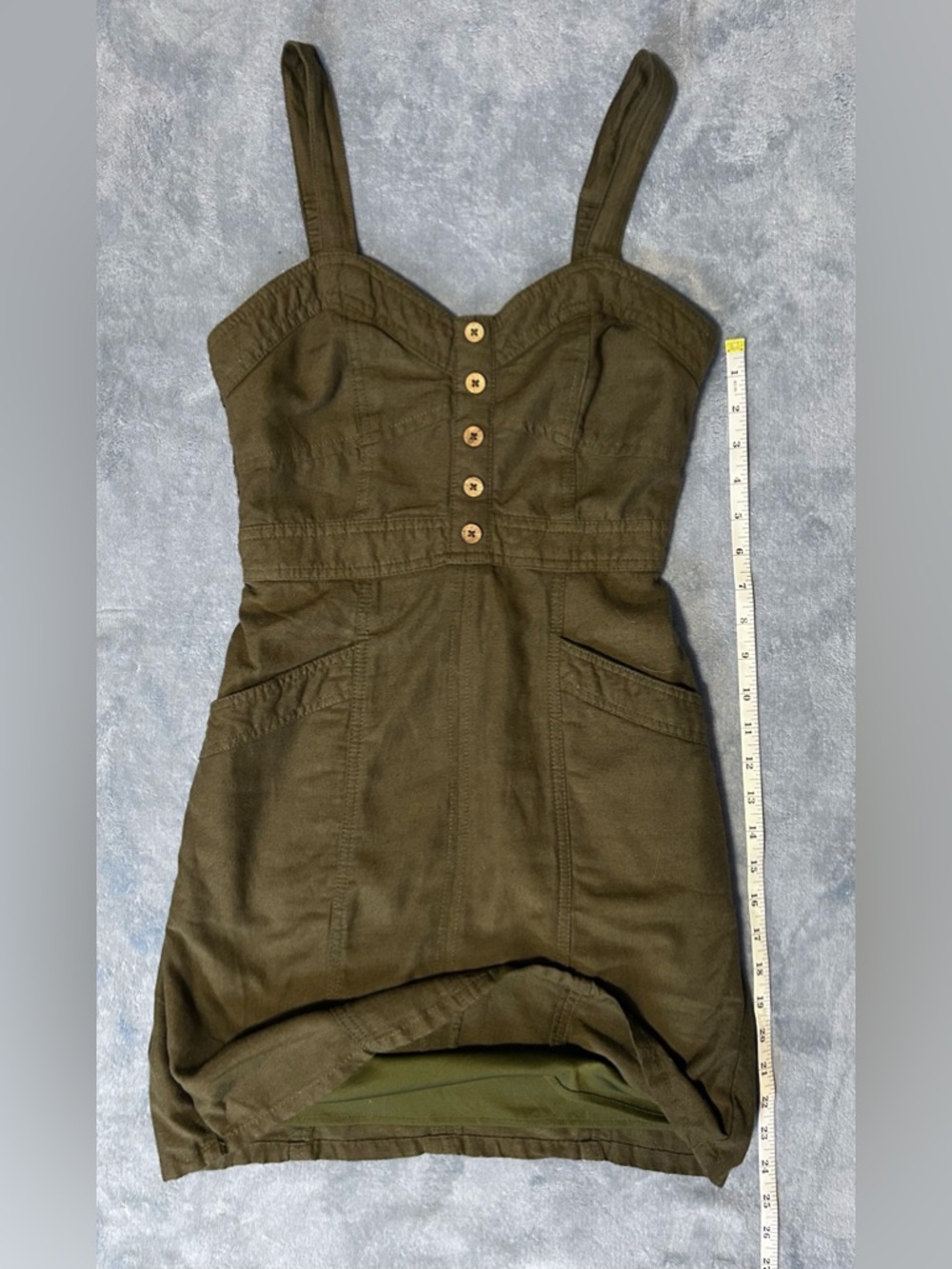 Japna Olive Button-Front Mini Dress